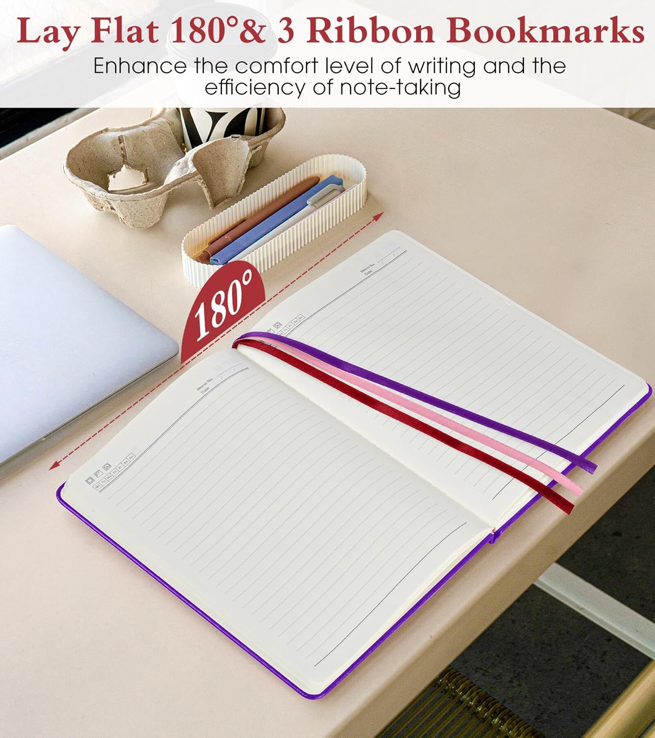 Lined Journal Notebook for Men Women, 160 Pages Ruled Paper, Inner Pocket, A5 Hardcover Vintage Leather Notebooks for Work, School, Travel Journaling, Daily Diary, Notepad 5.8" x 8.5" (Purple)