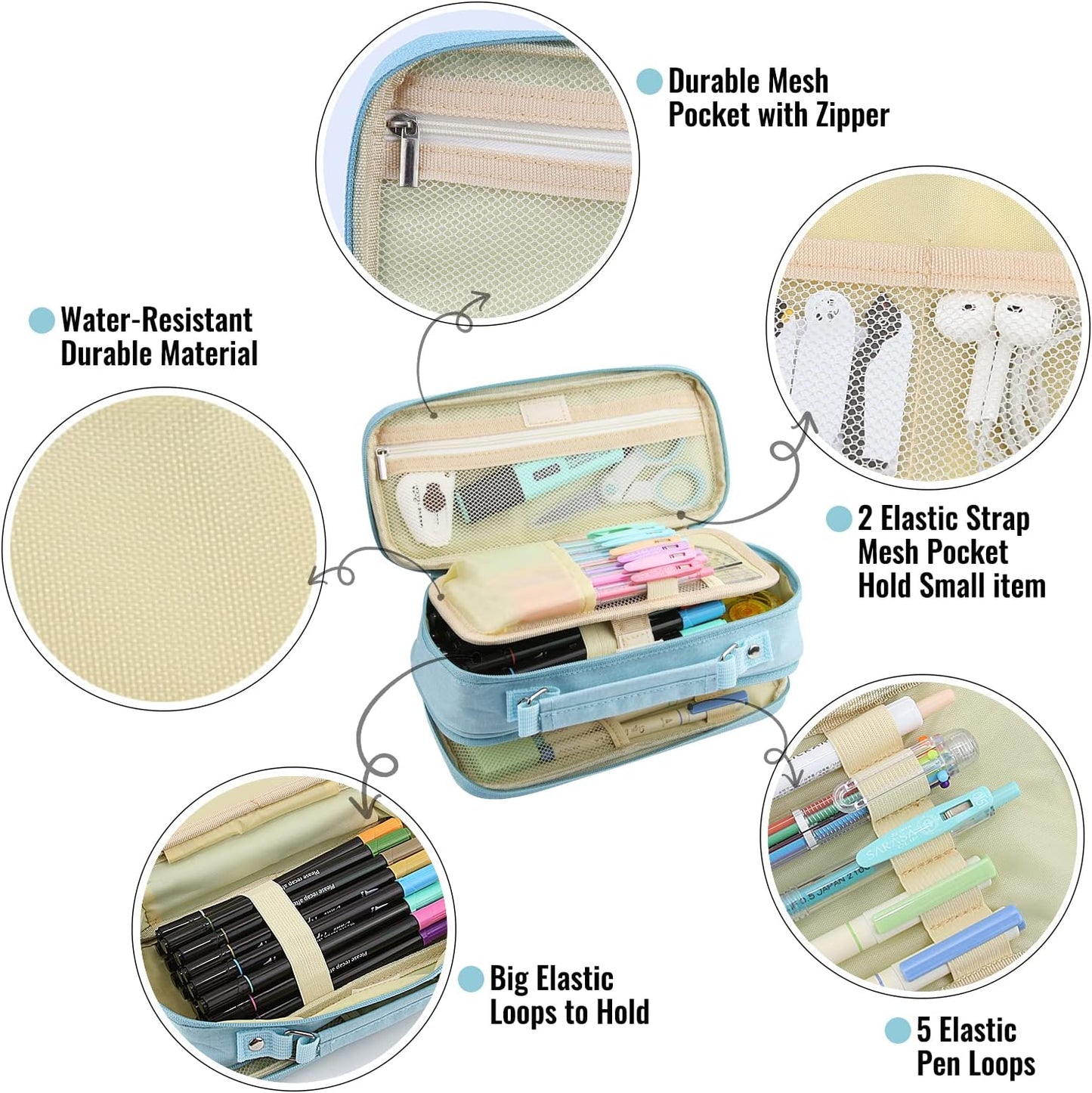 Pencil Case, Large Capacity Pencil Case Organizer; Double Zipper Storage Bag; Big Pencil Pouch for College School Office Teen Girl Boy Men Women Adult