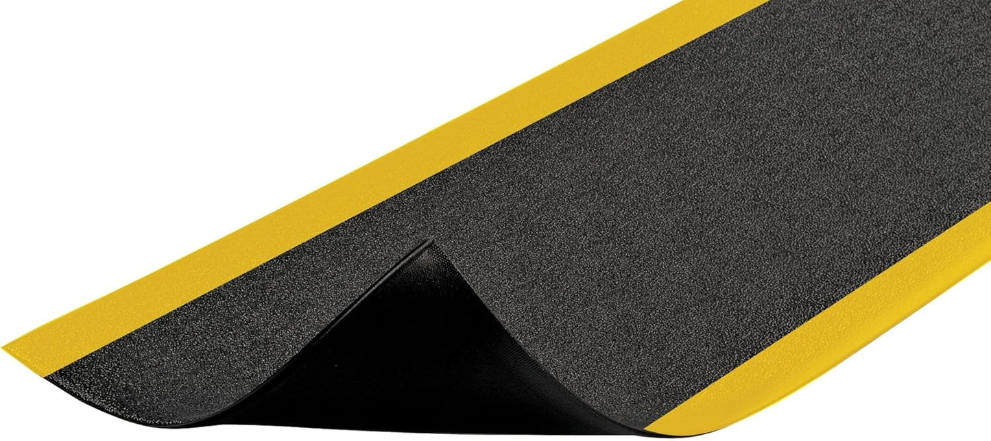 Notrax 411 Sof-Tred™ 2' x 60' x 3/8" Anti Fatigue Mat, Enhanced Slip Resistance with Beveled Edges and Pebbled Surface, Ideal for Industrial and Commercial Workplaces, Black/Yellow, 411R0324BY