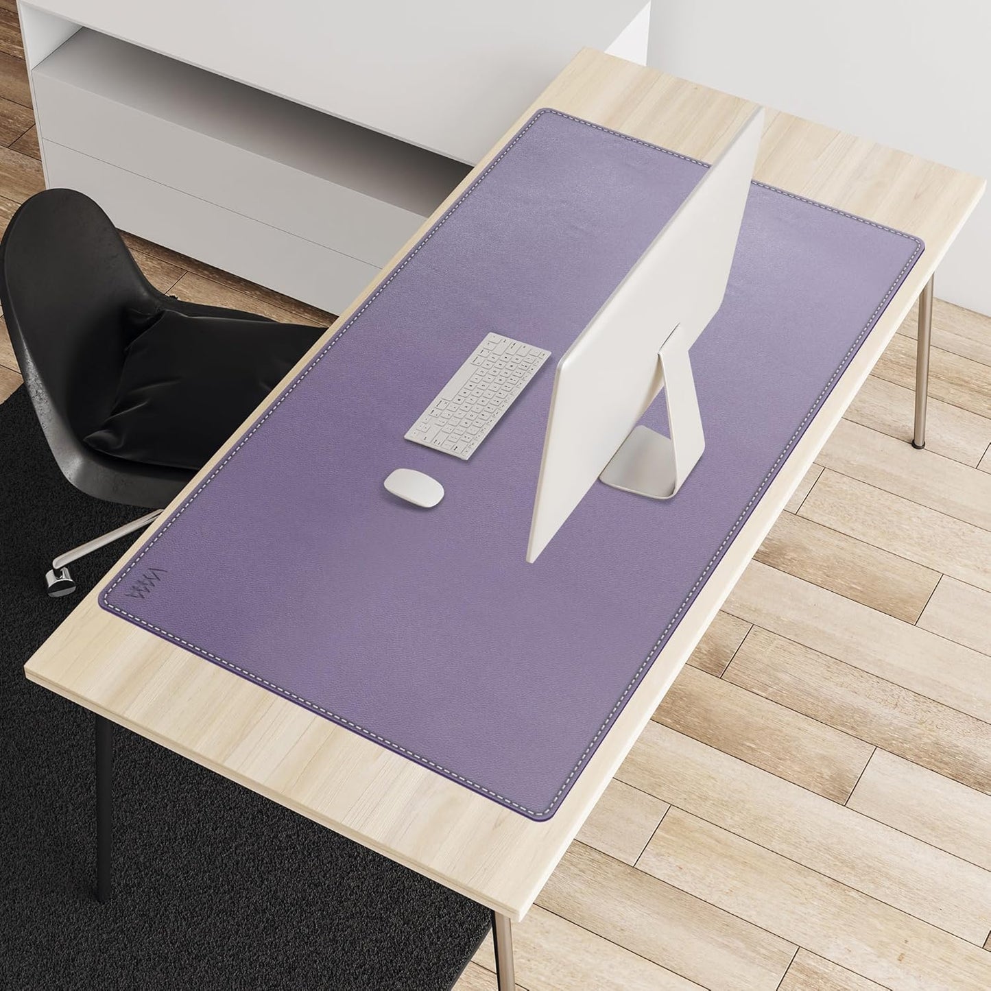 Vyaaa PU Leather Desk Mat, 40“ x 24” XXL Leather Desk Pad, Waterproof Extra Large Desk Mat, Large Mouse Pad, Desk Mats on top of Desks for Home or Office (Purple)
