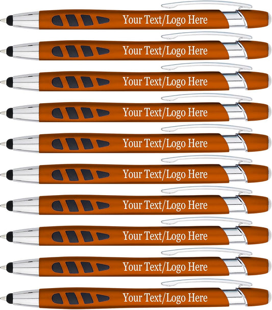 Personalized with Your Custom Logo or Text Pens-300 Pack Bulk-for Businesses, Parties, and Events, 2 in 1 Capacitive Stylus & Ballpoint Pen Compatible with Most Touchscreen Devices, Orange