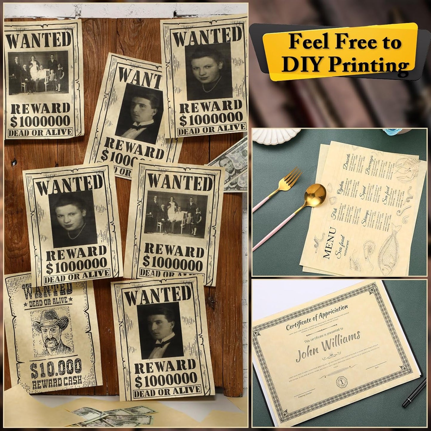 Epakh 200 Sheets Old Age Parchment Paper 8.5 x 11 Inch Standard Letter Vintage Colored Old Parchment Semblance Double Side Printing Paper(Light Beige)