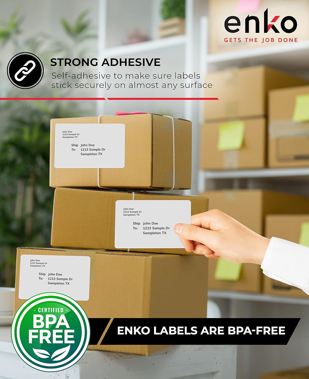 enKo 3 Rolls 4" x 6" Direct Thermal 3000 Labels 3" Core - Address & Shipping Labels Compatible for Industrial Printer Zebra 220Xi4 ZT200 ZT400 ZT510 ZT600 Datamax NATO Intermec