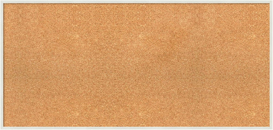 Amanti Art Natural Cork Board for Wall, 19x39 Vision Board with White Frame, Large Corkboard Office Decor for Home Organization, Modern Corkboard Pinboard to Display Items for Home Organization in