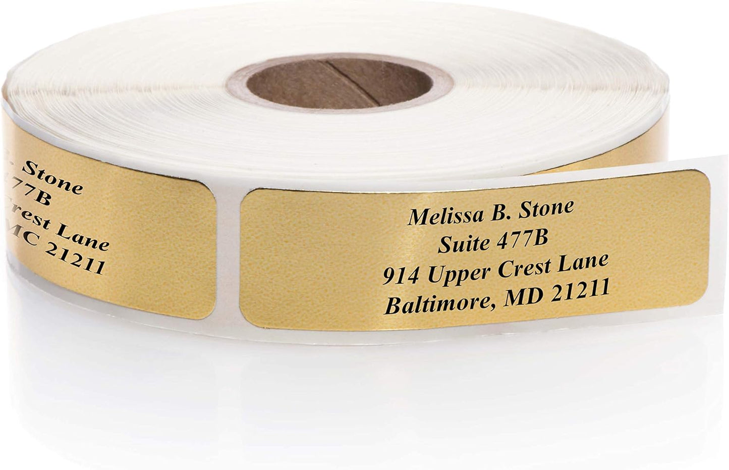 Gold Foil Personalized Return Address Labels Without Dispenser - Roll of 500 Custom Stickers