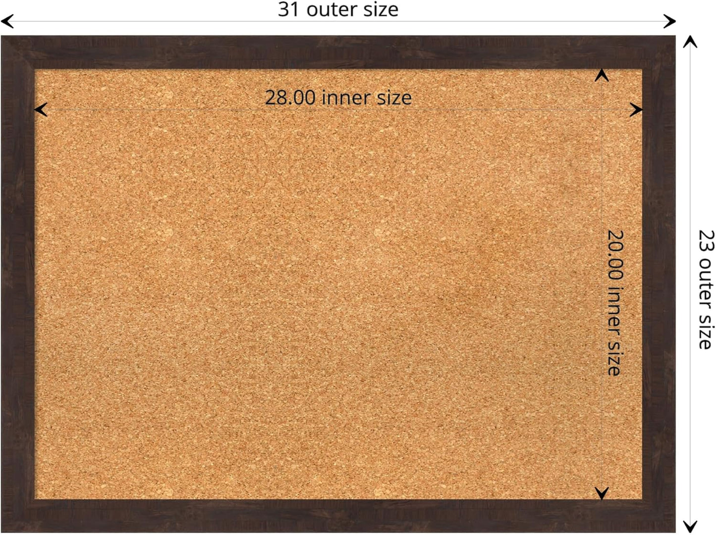 Amanti Art Natural Cork Board for Wall, 23x31 Vision Board with Brown Wood Frame, Medium Corkboard Office Decor for Home Organization, Rustic Farmhouse Corkboard Pinboard to display items for home