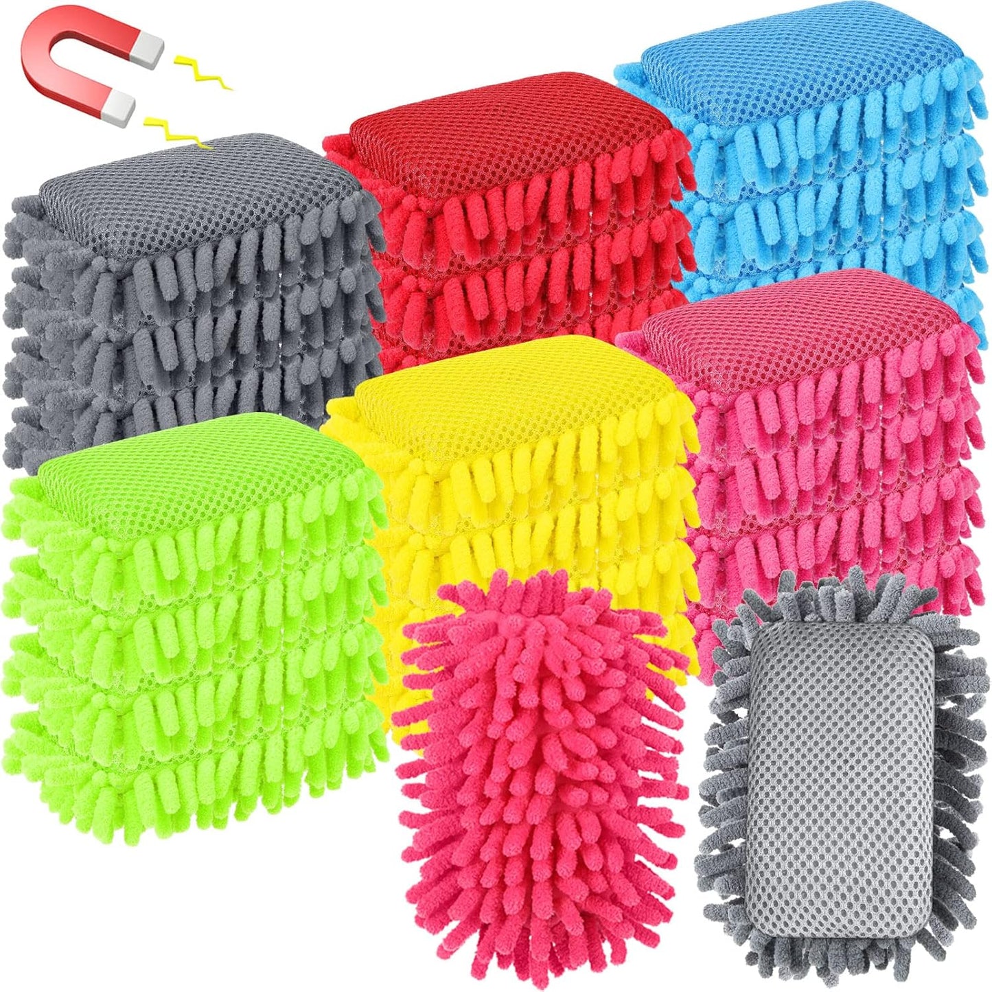 Sherr 24 Pcs Magnetic Whiteboard Eraser School Dry Erase Erasers Microfiber Shag Washable White Board Eraser for Chalk Classroom Home Office (Multicolor)