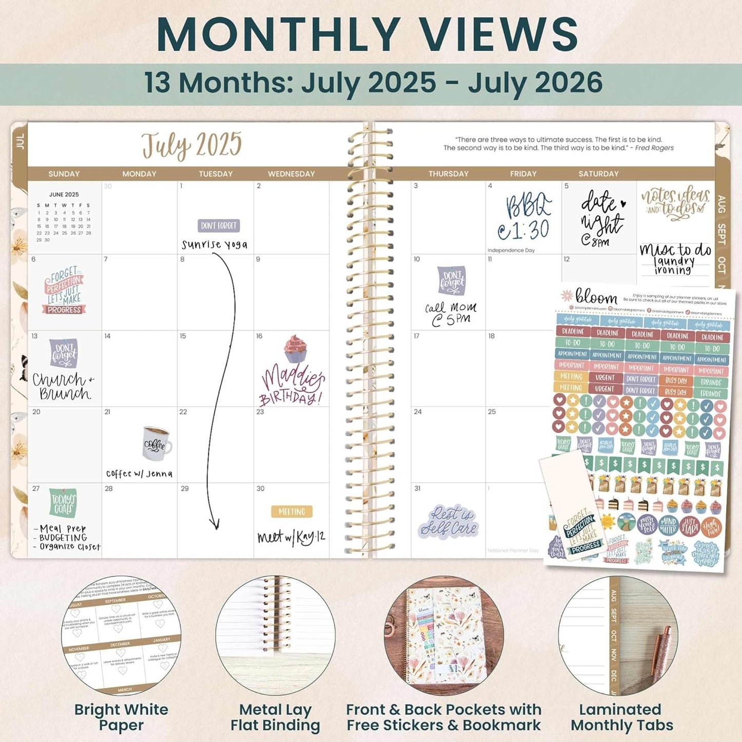 bloom daily planners 2025-2026 (8.5" x 11") Academic Year Day Planner (July 2025 - July 2026) - Weekly & Monthly Dated Agenda Organizer with Stickers & Tabs - Butterfly Garden