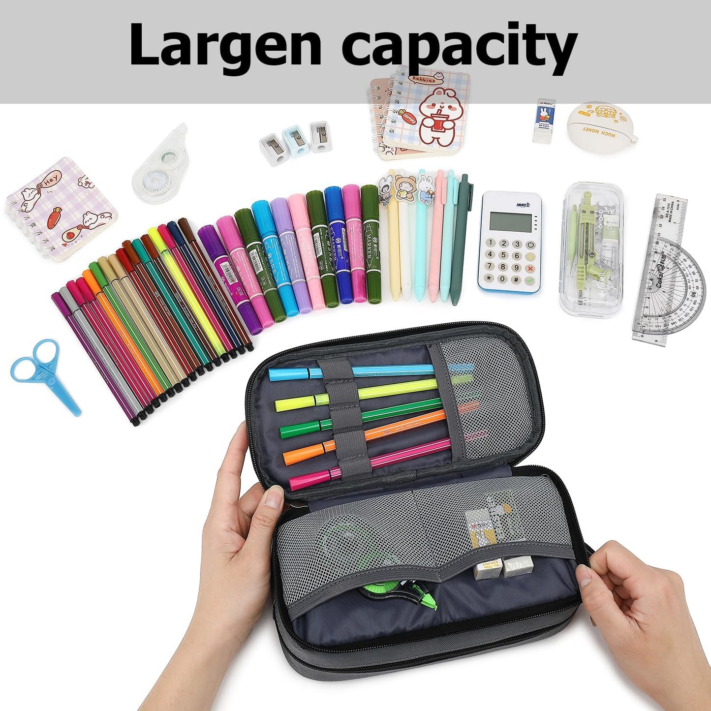 Large Capacity Pencil Case Multi-Slot Pencil Pouch Durable Pencil Box Portable Office Pen Bag with Zipper