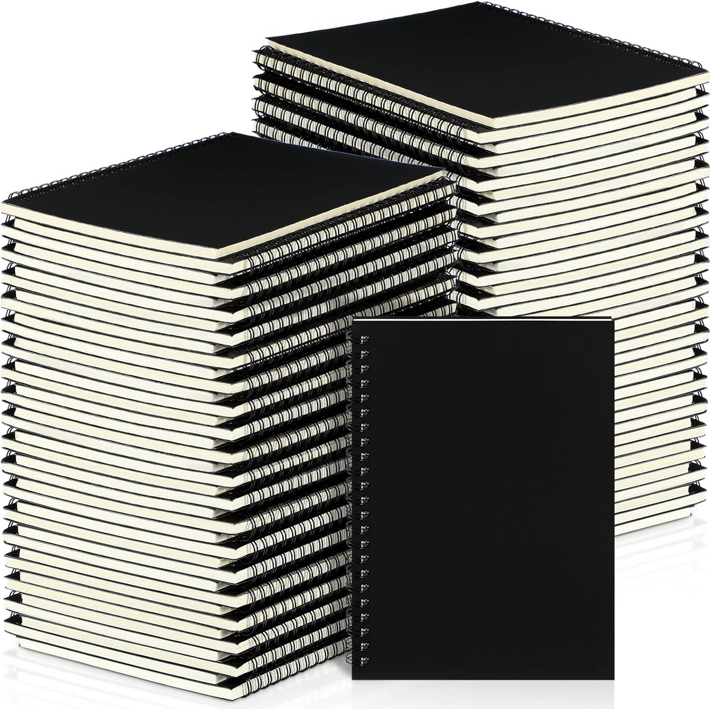 Yahenda Spiral Notebook Bulk A5 Journal Lined 8.3'' x 5.5'' Writing Composition Paper Small Notepad Subject Notebook for Students Office Business Back to School Supplies(Black,54 Pcs)