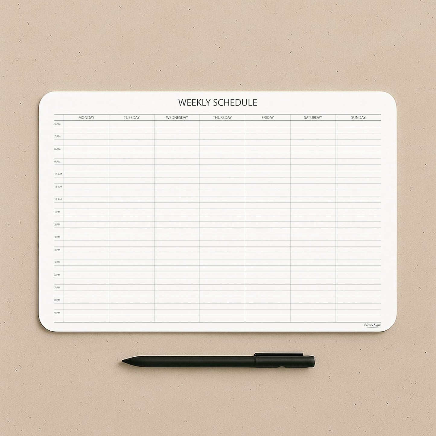 Schedule Pad, Tear Off Undated Weekly Planner Notepad, A4 Size (8,3" X 11,7"), Premium Thick Paper with Cardboard Back Support, Weekly Desk Planner by CLEVER SIGNS
