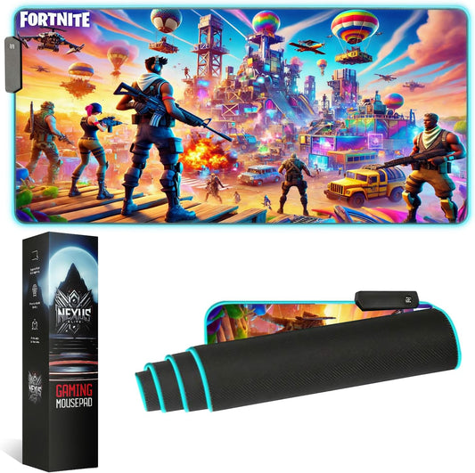 Gaming Mouse Pad - Desk Mat Gaming Mouse Pad , Medium Extra Large Extended Big Long Huge XL XXL and XXXL RGB LED Light Mousepad For a Computer , PC Mats Mousepads Battle Royale Frenzy