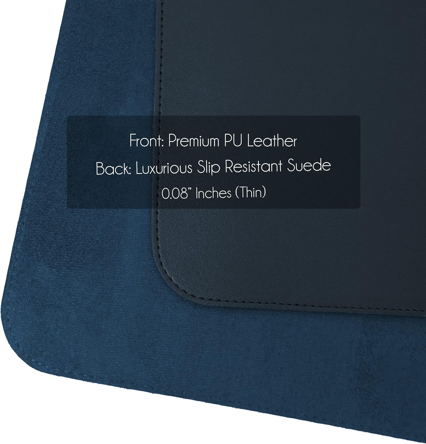 Vine Creations PU Leather Desk Pad, 36" x 20", Non-Slip, Dark Blue