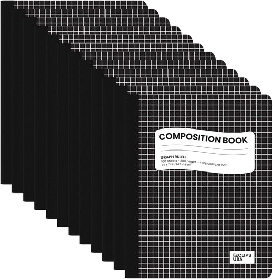 Composition Notebooks, Quad Ruled, Graph Paper Composition Notebook, Hard Cover Marble Graph Composition Notebook, 100 Sheets, 9.75″ x 7.50″ (12 Pack)