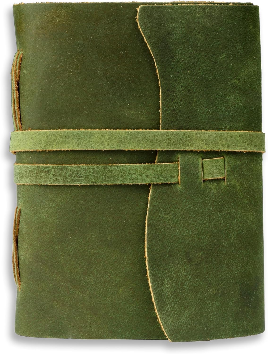 LEATHER VILLAGE Leather Bound Journal - Green, 7"X5", 220 Pages - Vintage Blank Paper Diary for Writing, Drawing, Sketchbook, and Travel Notebook - Ideal for Women and Men
