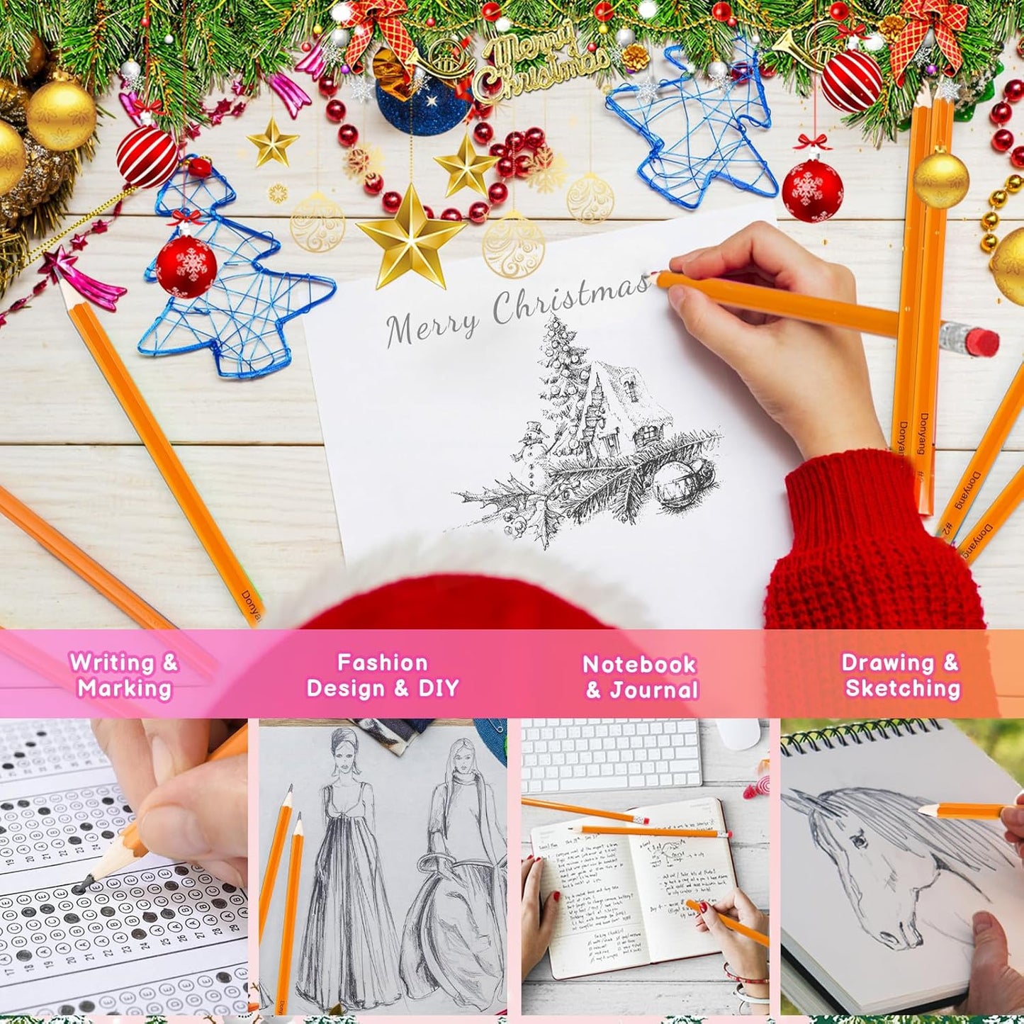 360 Pack #2 Pencils Bulk, Back to School Supplies, Sharpened Number 2 HB Yellow Pencils for School Classroom College Essentials Teacher Office Accessories, Writing, Drawing, Sketching, with Erasers