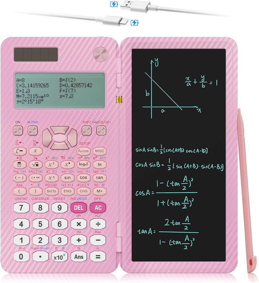 Scientific Calculators for College Students, IPepul Pink Desktop Math Solar Calculator with Notepad,991EX Type-C Rechargeable 552 Functions, School Supplies for Middle High School and Students(Pink)