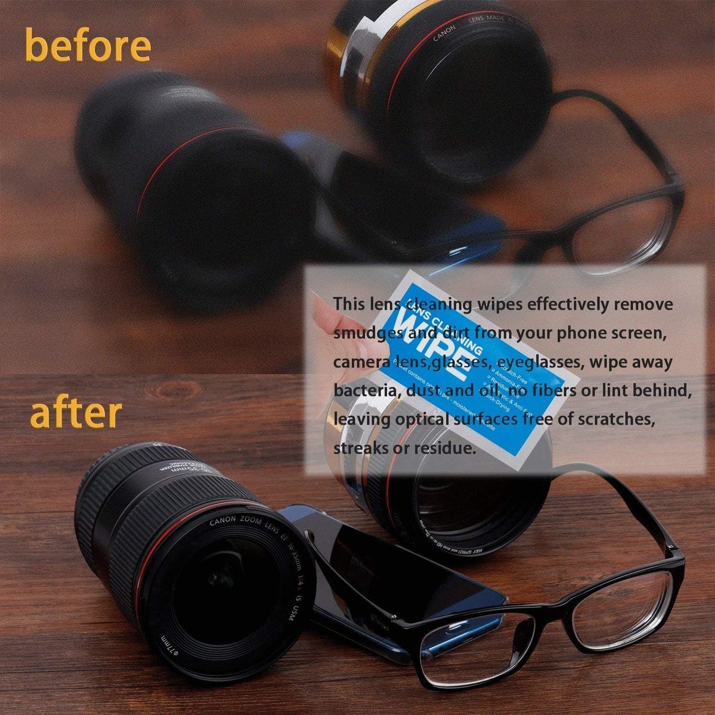 Monitor Wipes - Pre-Moistened Electronic Wipes, Surface Cleaning for Computers, Cell Phones, Sunglasses, LCD Screens, Monitor - Quick Drying, Streak-Free, Ammonia-Free - Screen Wipes