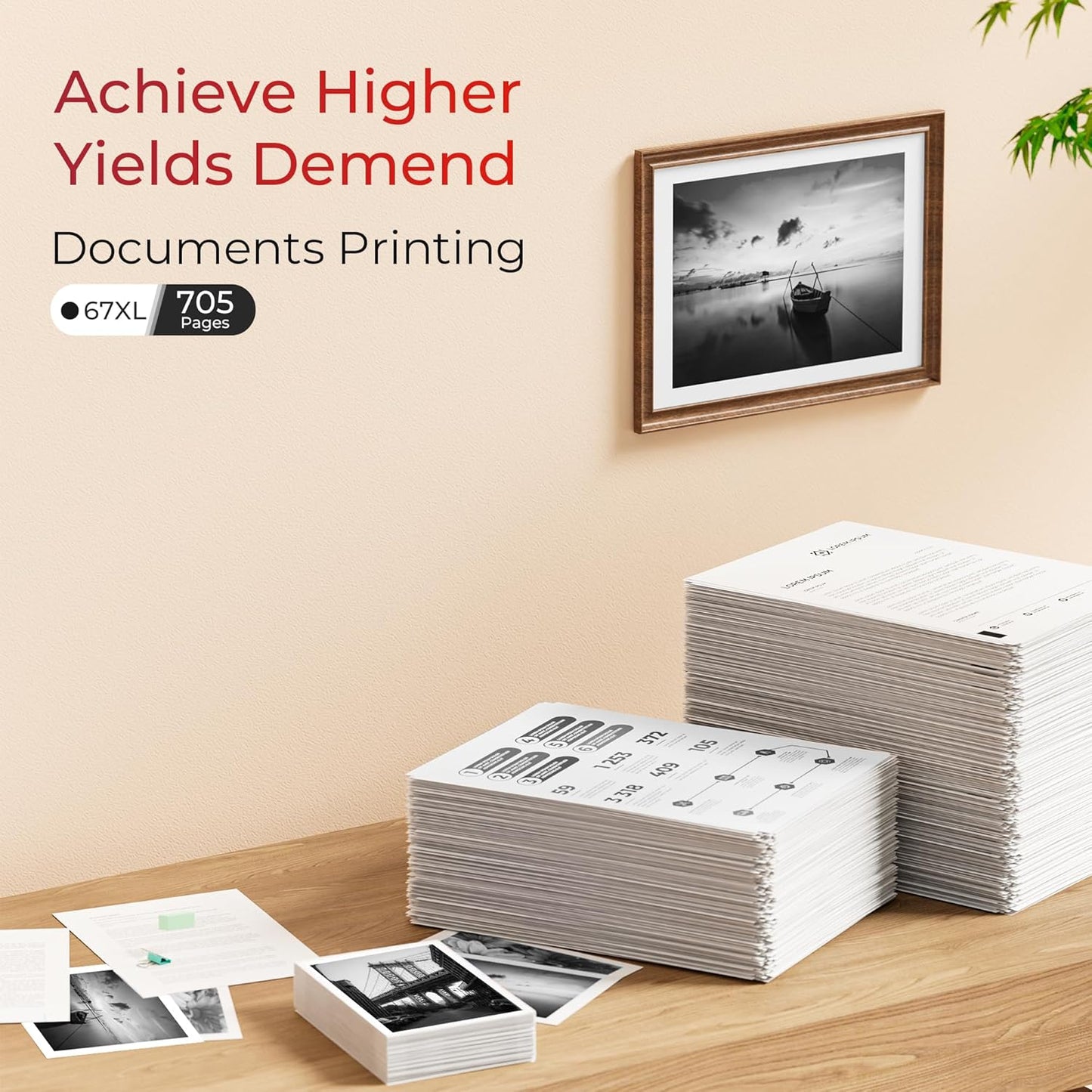 67XL Ink Cartridge (2-Black) Compatible for HP Ink 67 for HP 67XL Black Ink Cartridge High Yield for Deskjet 2700 2700e 2755e 2855e 2800e 2852e 2827e 4100e 4155e 4255e Envy 6000 6055e 6455e Series