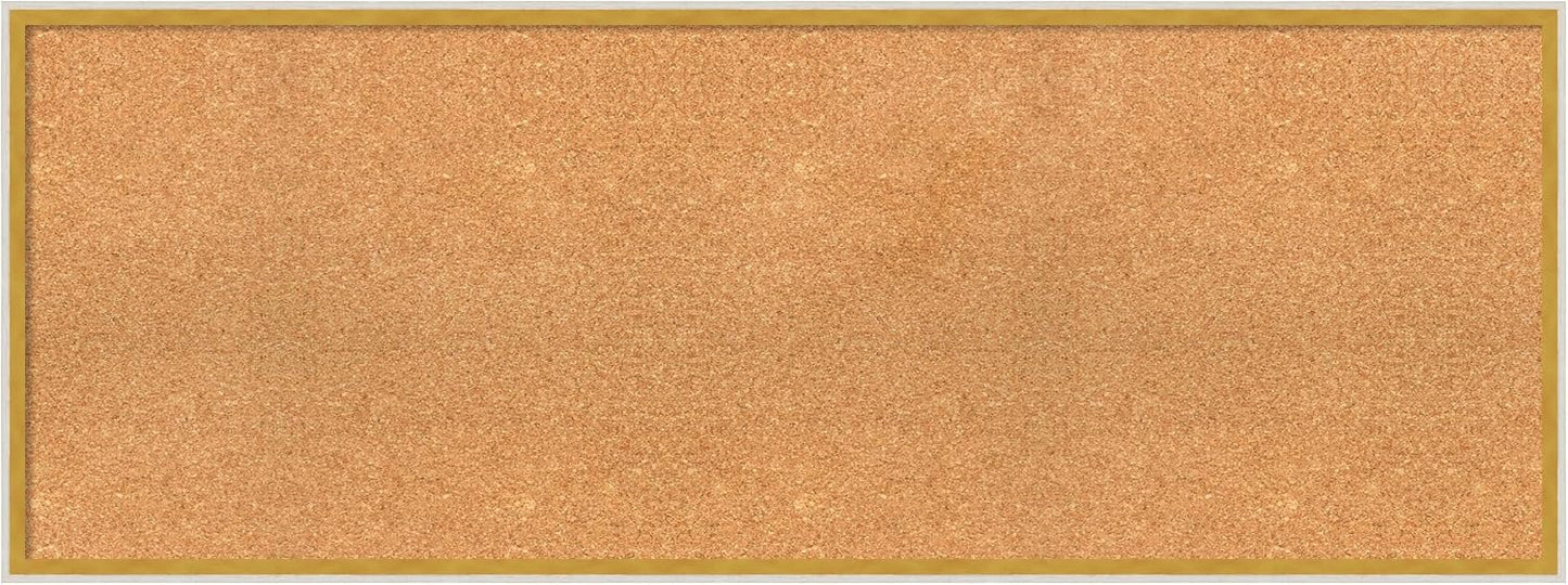Amanti Art Natural Cork Board for Wall, 19x51 Vision Board with White Frame, Oversize Corkboard Office Decor for Home Organization, Modern Corkboard Pinboard to Display Items for Home Organization in