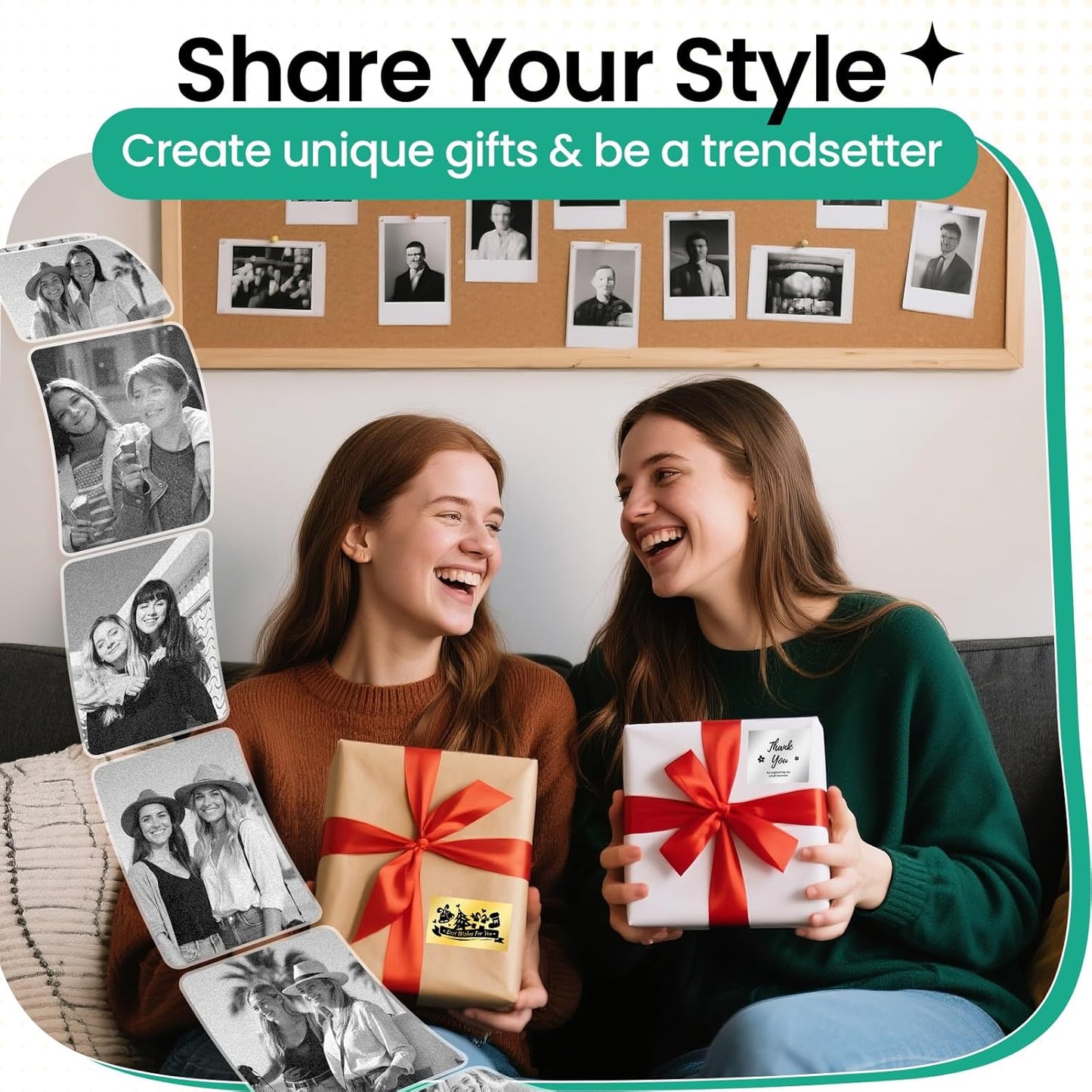 Phomemo Mini Sticker Printer- Mini Printer Sticker Maker Machine M02, Print Pods Suitable for Student Name Label, Study Notes, Creative DIY, Diaries, Portable Thermal Printer for School/Home/Office