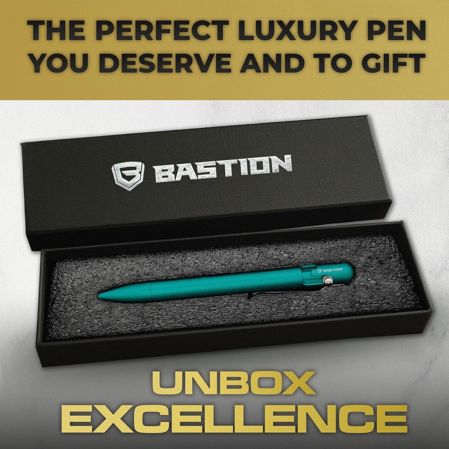 BASTION Luxury Slim Bolt Action Pen, Lightweight Aluminum EDC Pen with Fine Tip, Professional Ballpoint Pen for School and Work - Seafoam