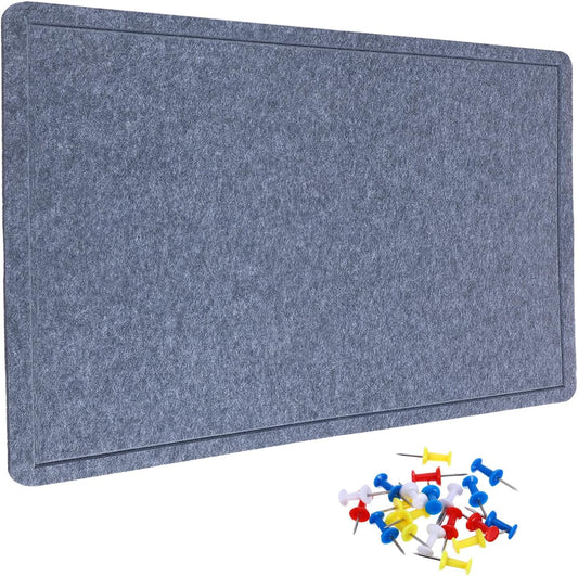 YOKIVE Felt Bulletin Board, 48 x 36 -Inch Foldable Decorative Pin Board Self Adhesive Felt Cork Board with 20 Pushpins, Great for Wall, Photo Display, Paste Note, Schedule(Gray)