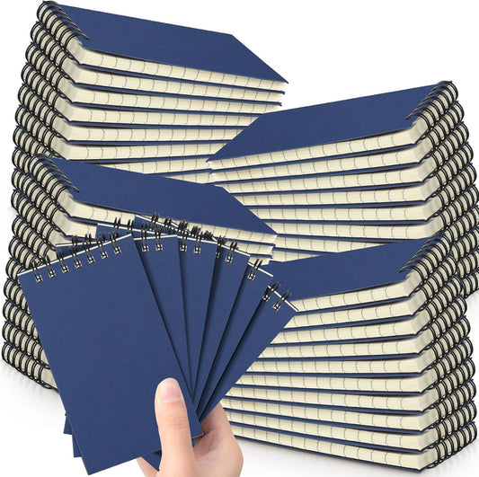 Tenceur 54 Pcs Pocket Notebook Bulk Small 3x5 Inch Spiral Notepads Mini Top Bound Notebook with Lined 120 Pages Ruled Memo Pads for Office College Nurse Essentials Back to School Gift (Blue)