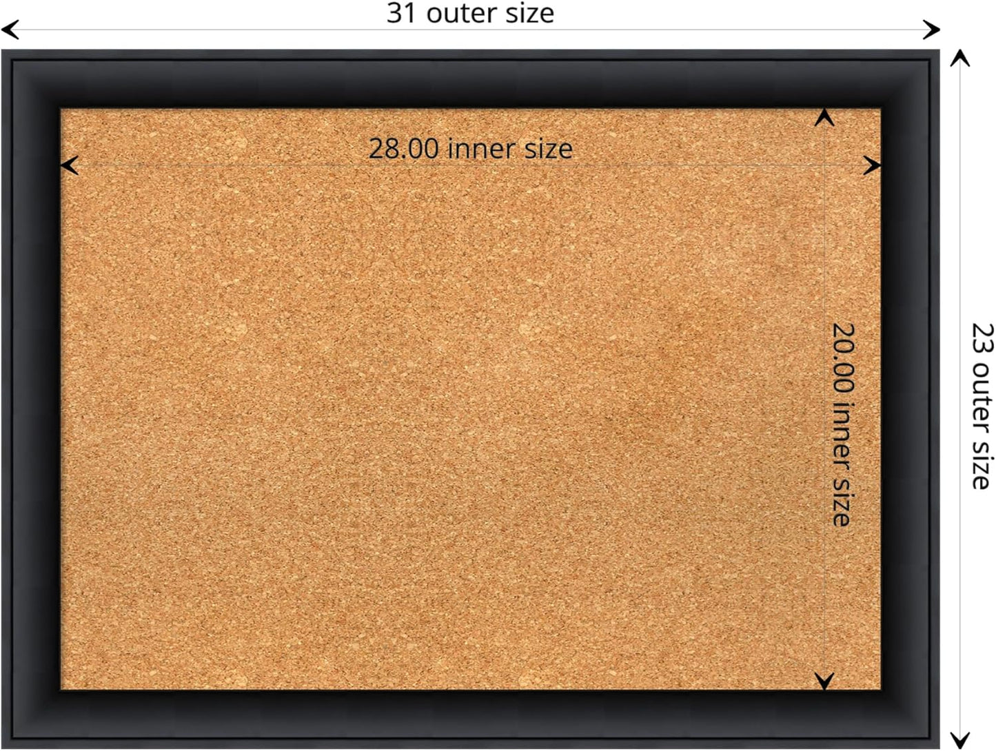 Amanti Art Natural Cork Board for Wall, 23x31 Vision Board with Black Wood Frame, Medium Corkboard Office Decor for Home Organization, Modern Contemporary Corkboard Pinboard to display items for home