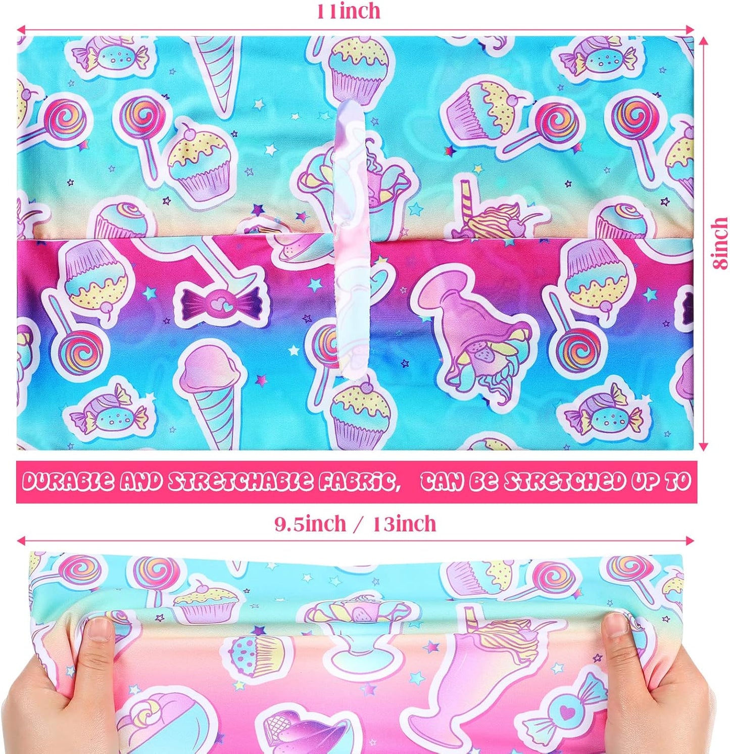 6 Pack Stretchable Book Cover Jumbo Fabric Book Covers Colorful Pattern Print Book Protector Washable Reusable Protective Textbook Cover for Hardcover Textbooks up to 9 x 11 Inch (Dessert Pattern)