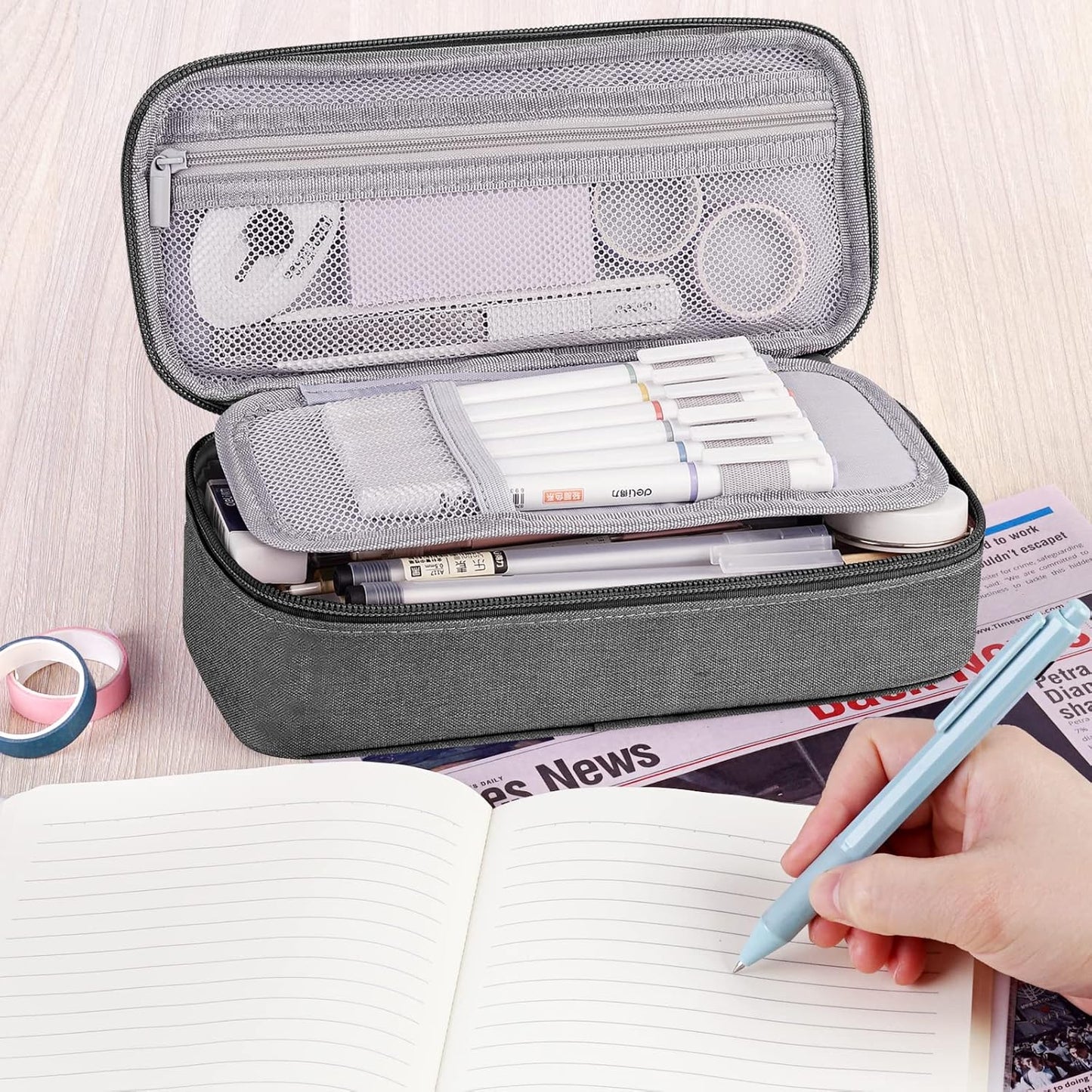 WEMATE Pencil Case, Large Storage Organizer for Stationery, Back - to - School Essential, Teacher Must - have, Big Pencil Pouch, Marker Case School Supplies for College & High School