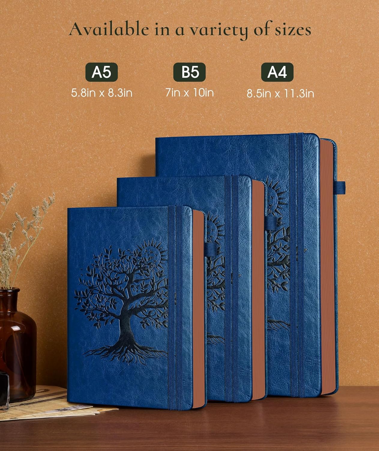 Vintage Leather Journal - 300 Page Lined Journal Notebook with Numbered Pages,A5 Notebook for Women Men,Travel Diary,Daily Journal for Writing, Note Taking, School & Work (5.8" x 8.3")