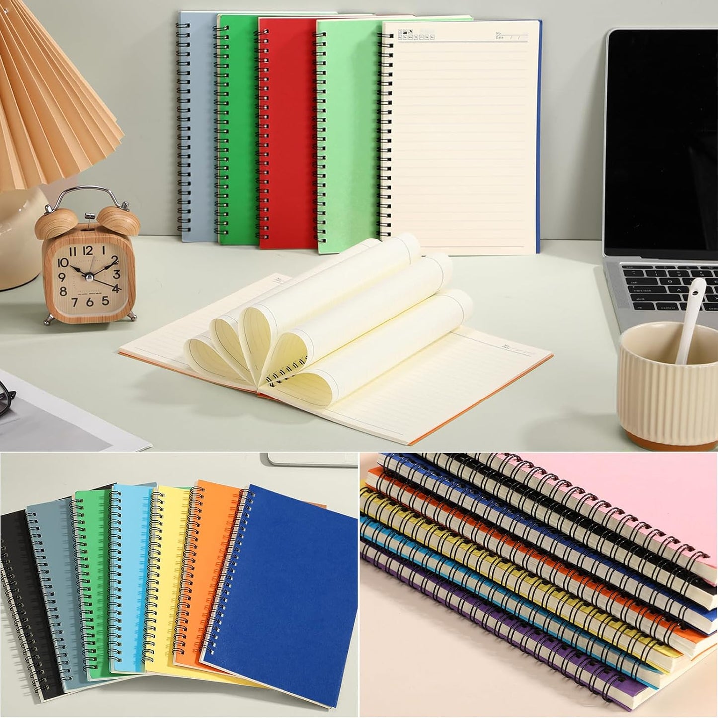 12 Pack Small Spiral Notebook A5 Lined College Ruled Spiral Journal Notebook 5.5 x 8.3 Inch Kraft Cover, 120 Pages for Work Students Office Business(Colorful)