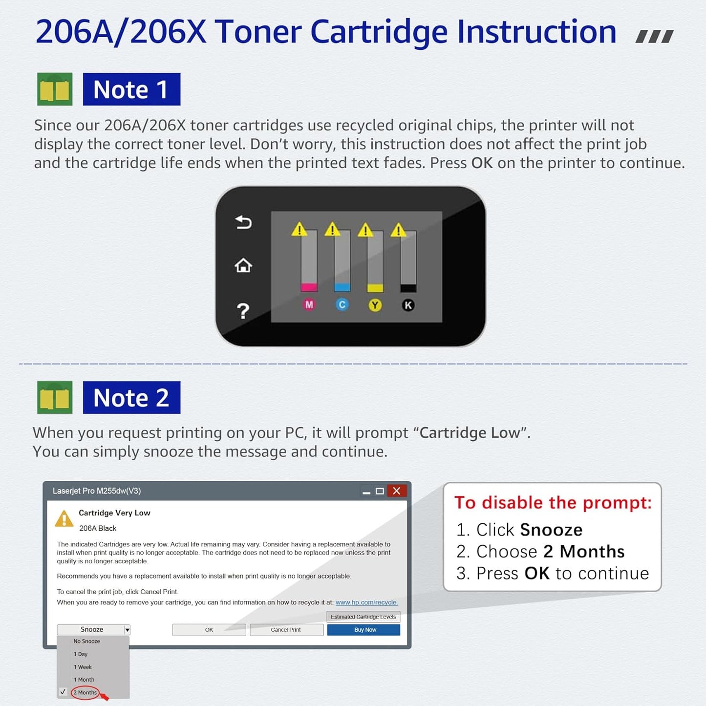 CMYBabee Compatible Toner Cartridge Replacement for HP 206A 206X for Color Laserjet Pro MFP M283fdw M283cdw M283fdn M282mw Pro M255dw M255nw M283 M255 Printer W2110A W2110X High Yield (BCMY, 4-Pack)
