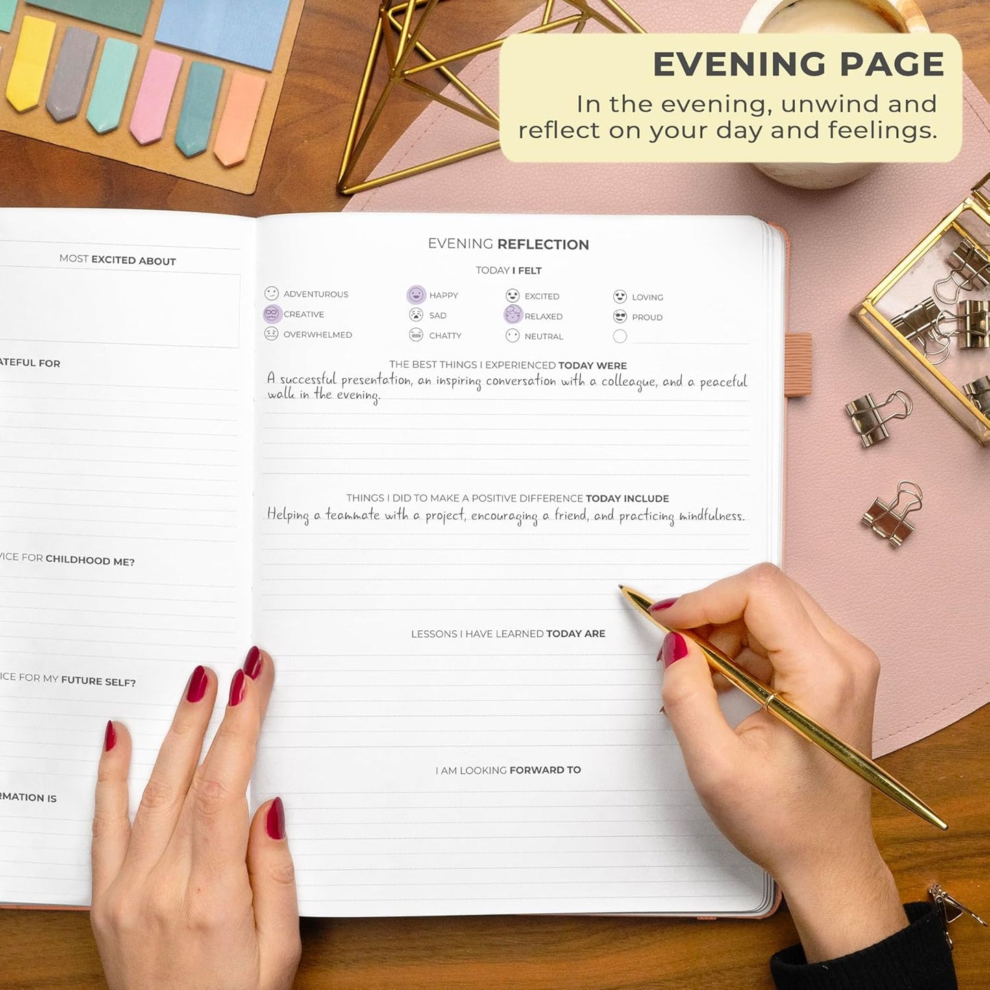 Clever Fox Gratitude Journal Large – Happiness, Positivity & Affirmation Journal – Inspirational Daily Notebook, 3 Months, 8.3x11” (Peach Pink)