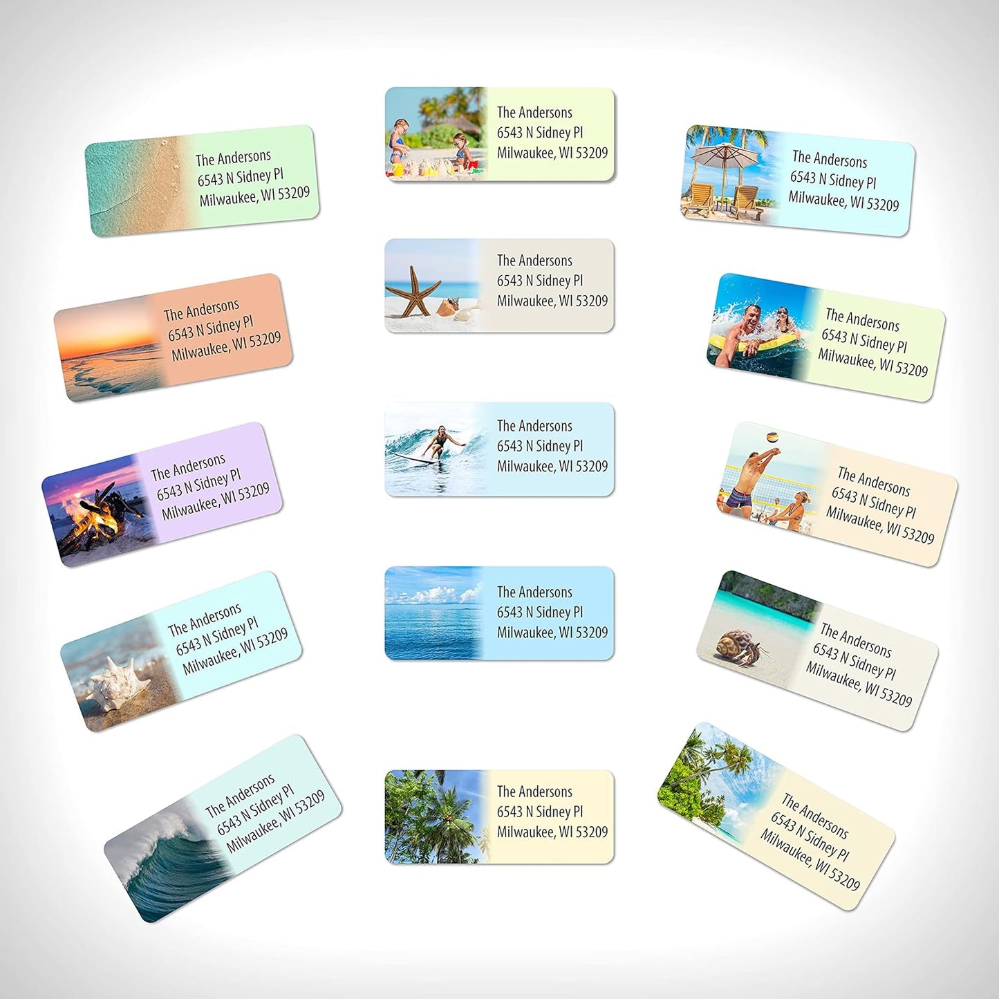 Customized Personalized Address Labels - Made in The USA by Kenco (250 Labels, Tropical Beach)