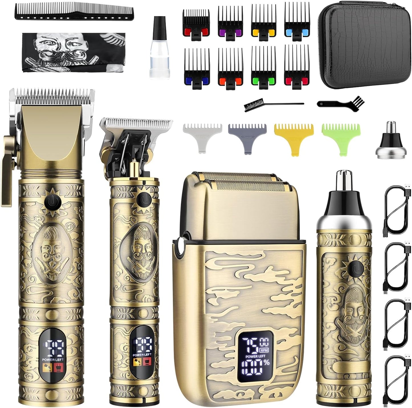 GSKY Hair Clippers for Men Professional, Beard Trimmer Kits & Sets, Cordless Mens Hair Trimmer, Electric Shavers, Haircutting Machine with LED Display, for Barber