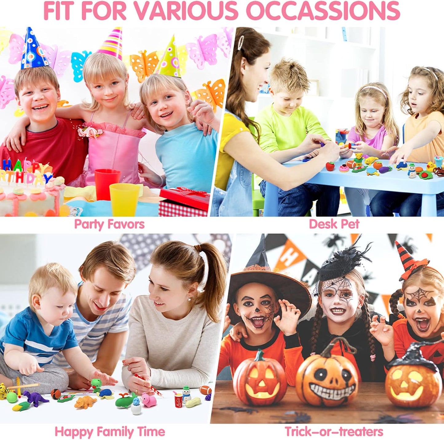 50 Pack Pencil Erasers Animal Eraser for Kids Puzzle Erasers 3D Mini Food Sport Fruit Take Apart Eraser Classroom Rewards Game Prizes Treasure Box Party Favors for Kid Gifts Easter Egg Fillers