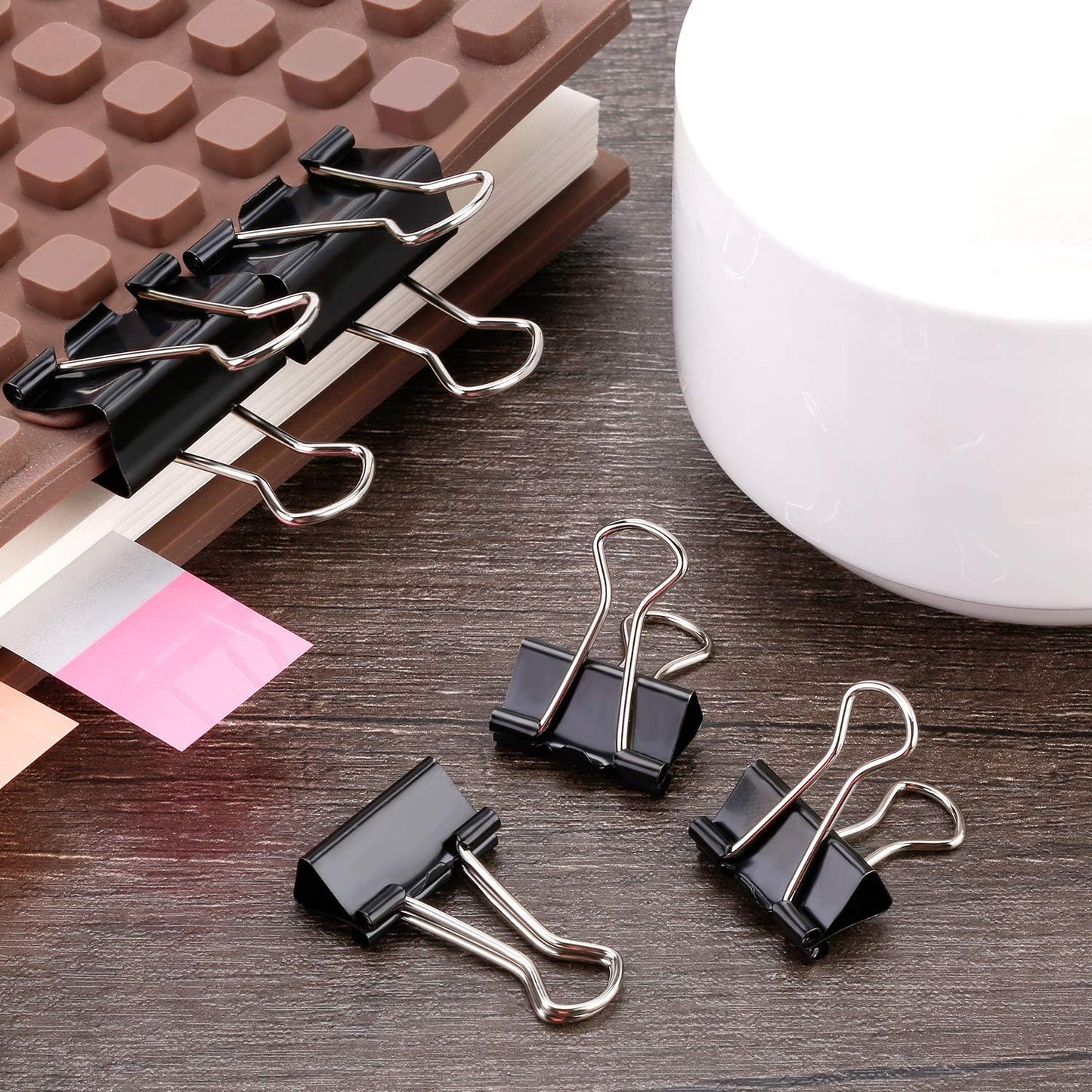 TecUnite 150 Pcs Binder Clips Assorted Sizes Black Paper Clamps Clips Large Medium Small Clips Office Supplies
