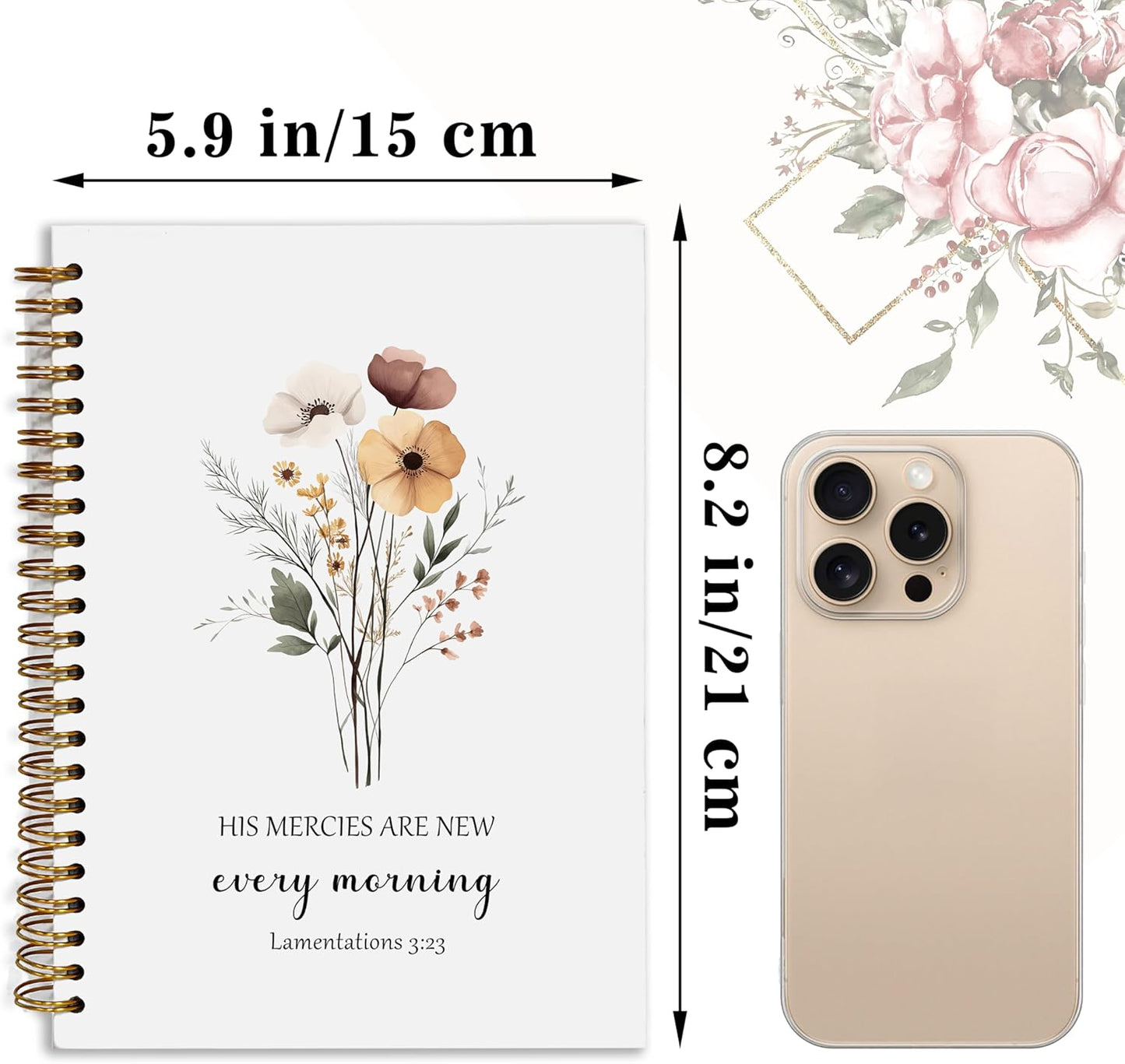 YOU FOUND ME Bible Journal, A5 SpiralChristian Journal with Floral Notebook, HIS MERCIES ARE NEW EVERY MORNING, Bible Verse Gifts for Women Birthday Christmas, Sunday School, Office Supplies