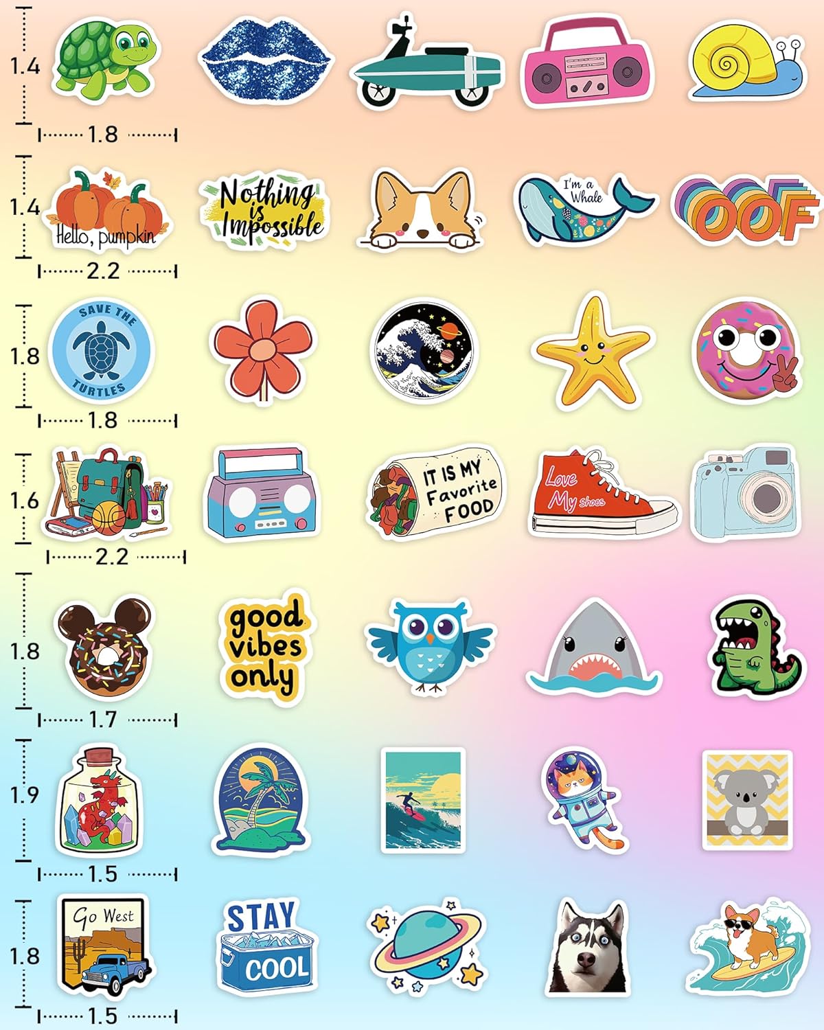 Sticker for Water Bottles, 400 Pcs/Pack Cute Vinyl Waterproof Vsco Laptop Stickers for School Students Gifts Classroom Teachers Prizes Stickers for Kids