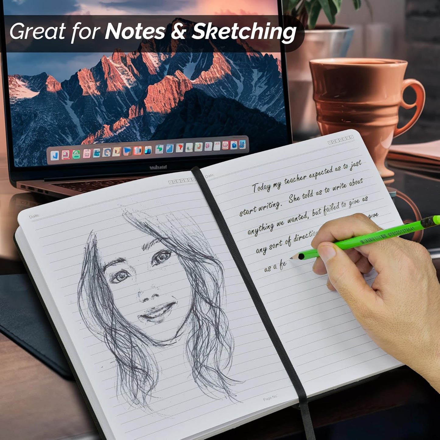 Nextnoid Lined Hardcover Journal Notebook - 120 GSM Thick Paper A5 Notebook Journal for Men 160 Pages - Perfect Journals for Writing, Journaling and Note-Taking (Green,Ruled)