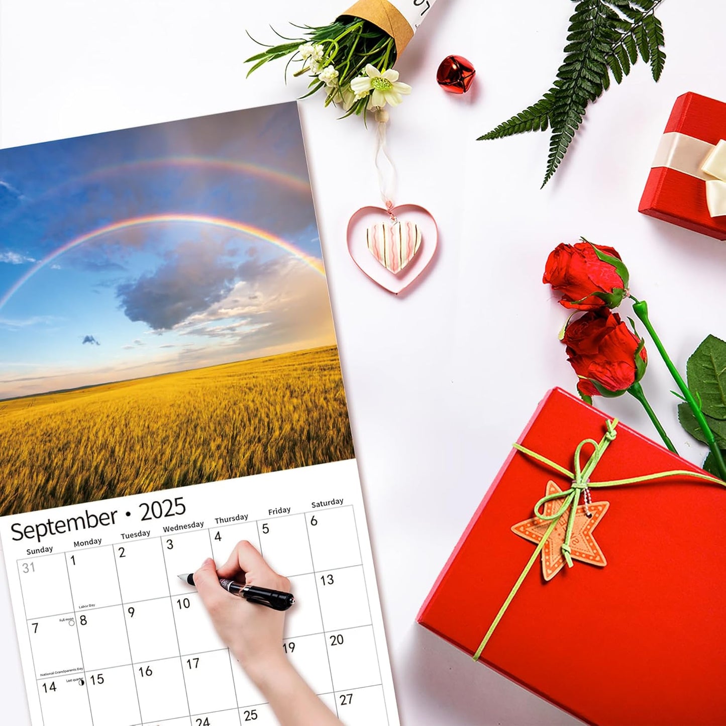 2025 Wall Calendar,Calendar 2025, January 2025 - December 2025, Wall Calendar Rainbow, 12" x 24" Opened,Full Page Months Thick & Sturdy Paper for Calendar Organizing & Planning