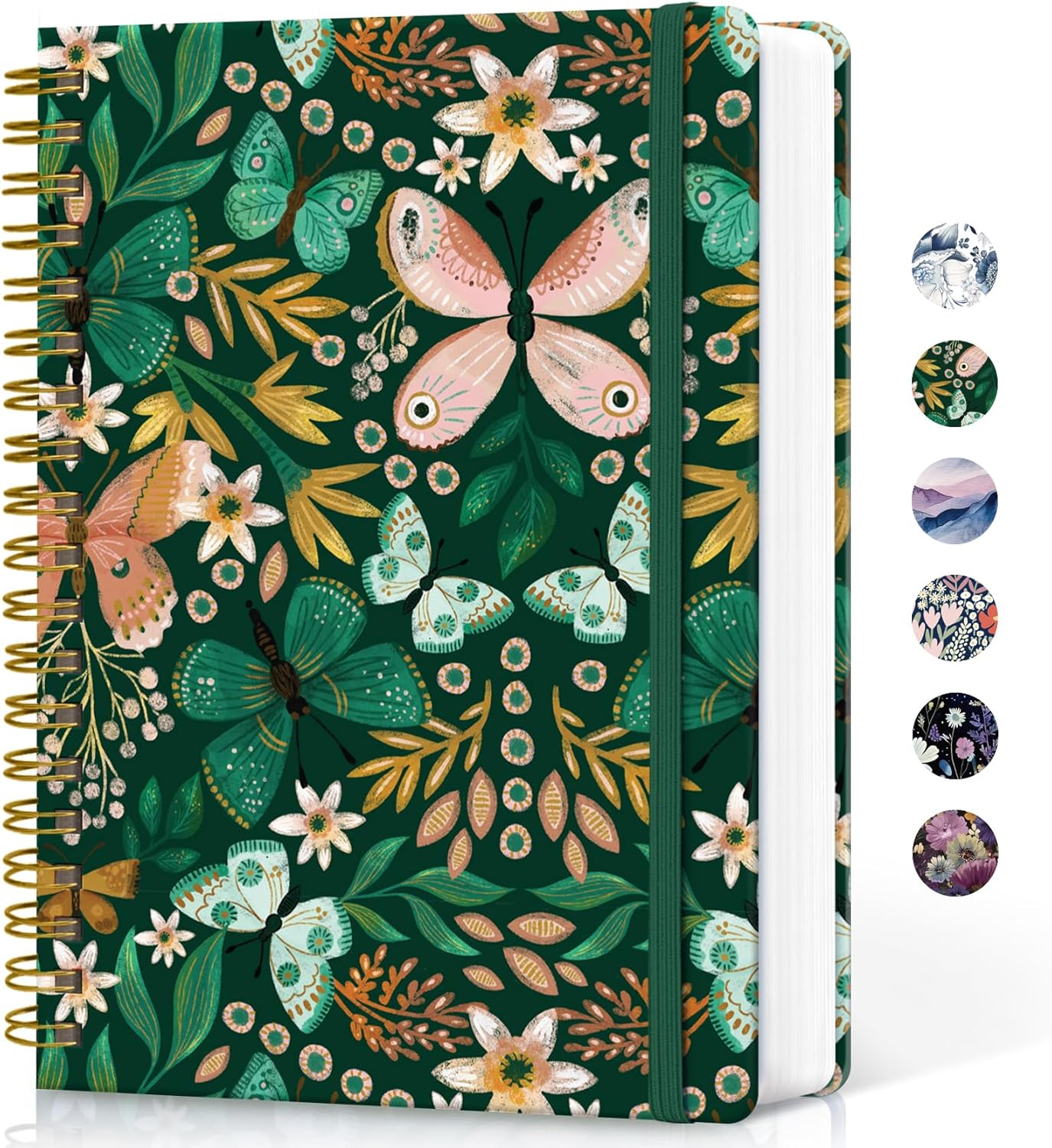 Lined Spiral Notebook Journal for Work, 300 Pages Thick B5 (7.1"x10") College Ruled Journal for Women & Writing, Hardcover Notebook for Note Taking, Perfect for Office Home School, Butterfly