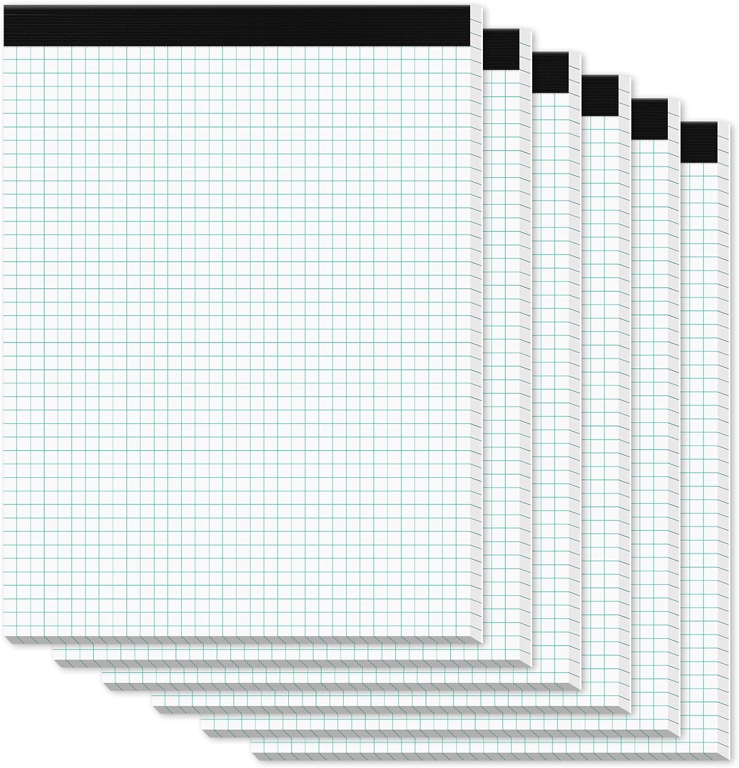 Graph Paper Pads 8.5 x 11, 6 Pack, 4x4 Blue Quad Grid Paper Pad, White Quadrille Pad 8-1/2" x 11", Easy Tears Off, Grid Notebook 8.5 x 11, White 70 GSM Graft Paper, 30 Sheets/Pad