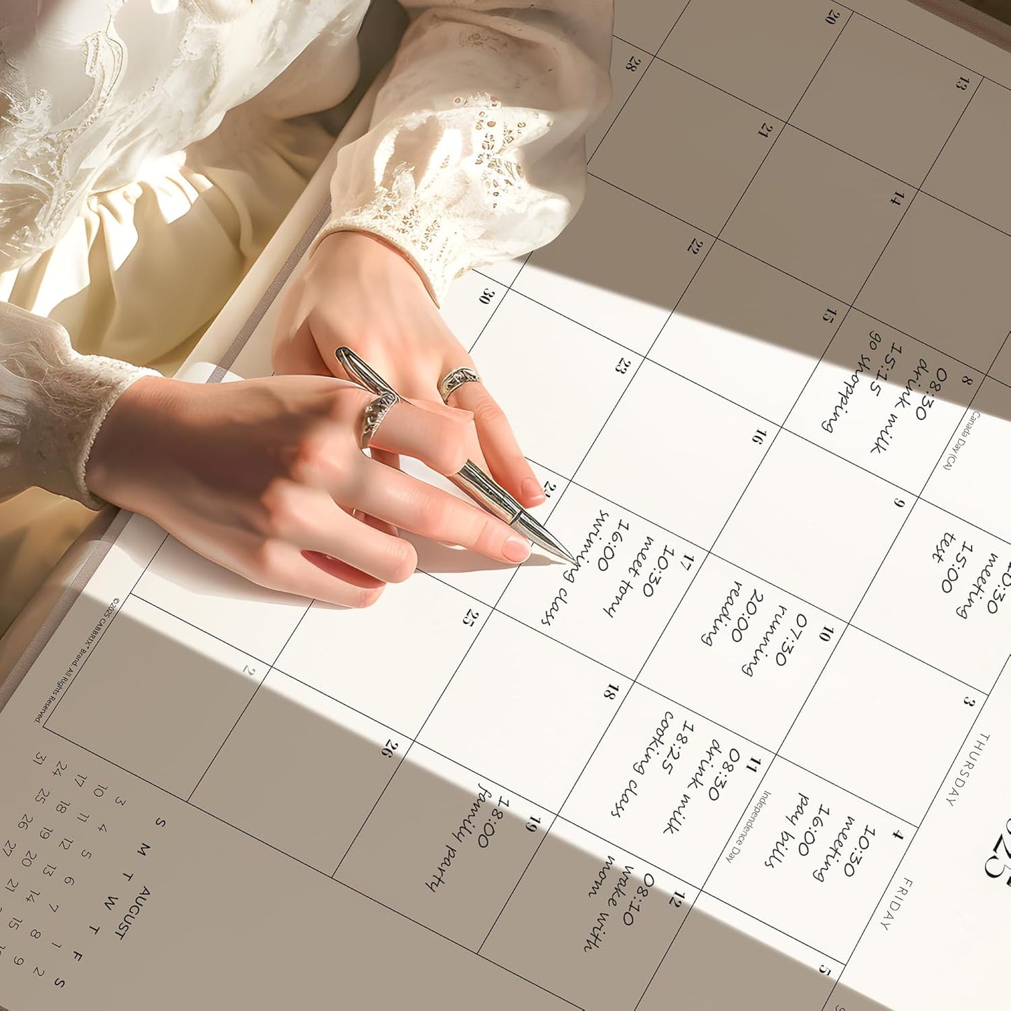 Simplified Desk Calendar 2025-2026 with Desktop Mat, Cabbrix Large Desk Pad Calendar 21" x 16-1/2" Runs From July 2025 to December 2026, Desk Blotter Calendar for Home School and Office (Apricot)