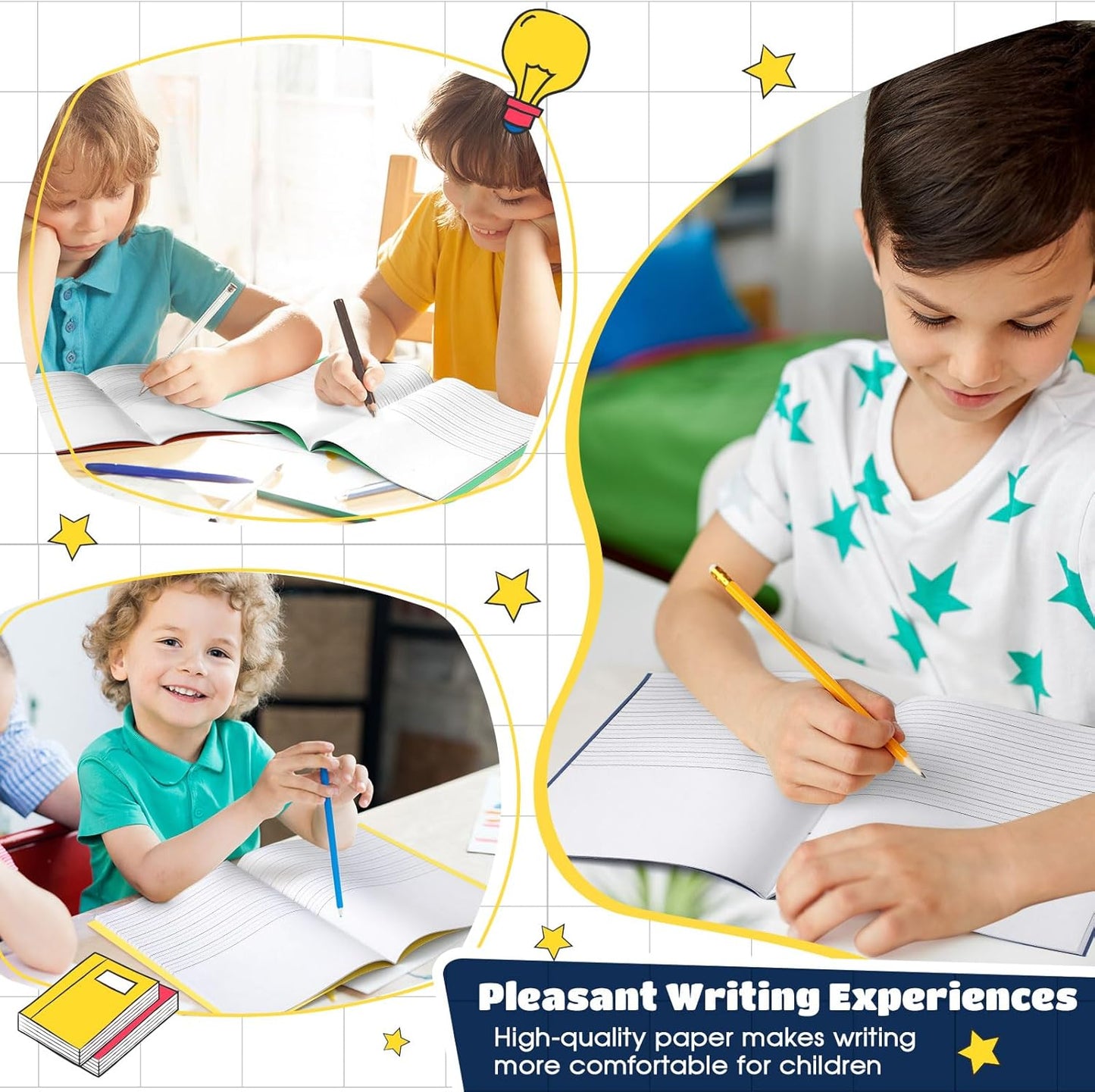 Henoyso 12 Pcs Primary Composition Notebook K-2 9 3/4 x 7 1/2 Inch Primary Journal, Back to School Supplies, Bulk Blank Writing Book for Kid to Write Draw Journal 60 Page Notebooks (Fresh Color)