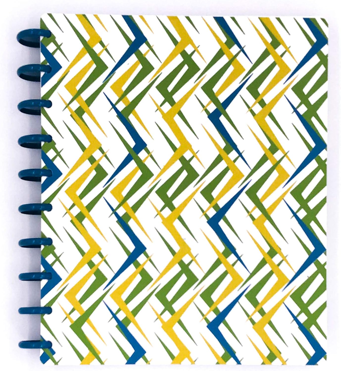 Talia Discbound Notebooks, Planner, Customizable, (xZiggity Zag w/deep Lake Blue Discs, Midsize (7.5in x 9.75in))