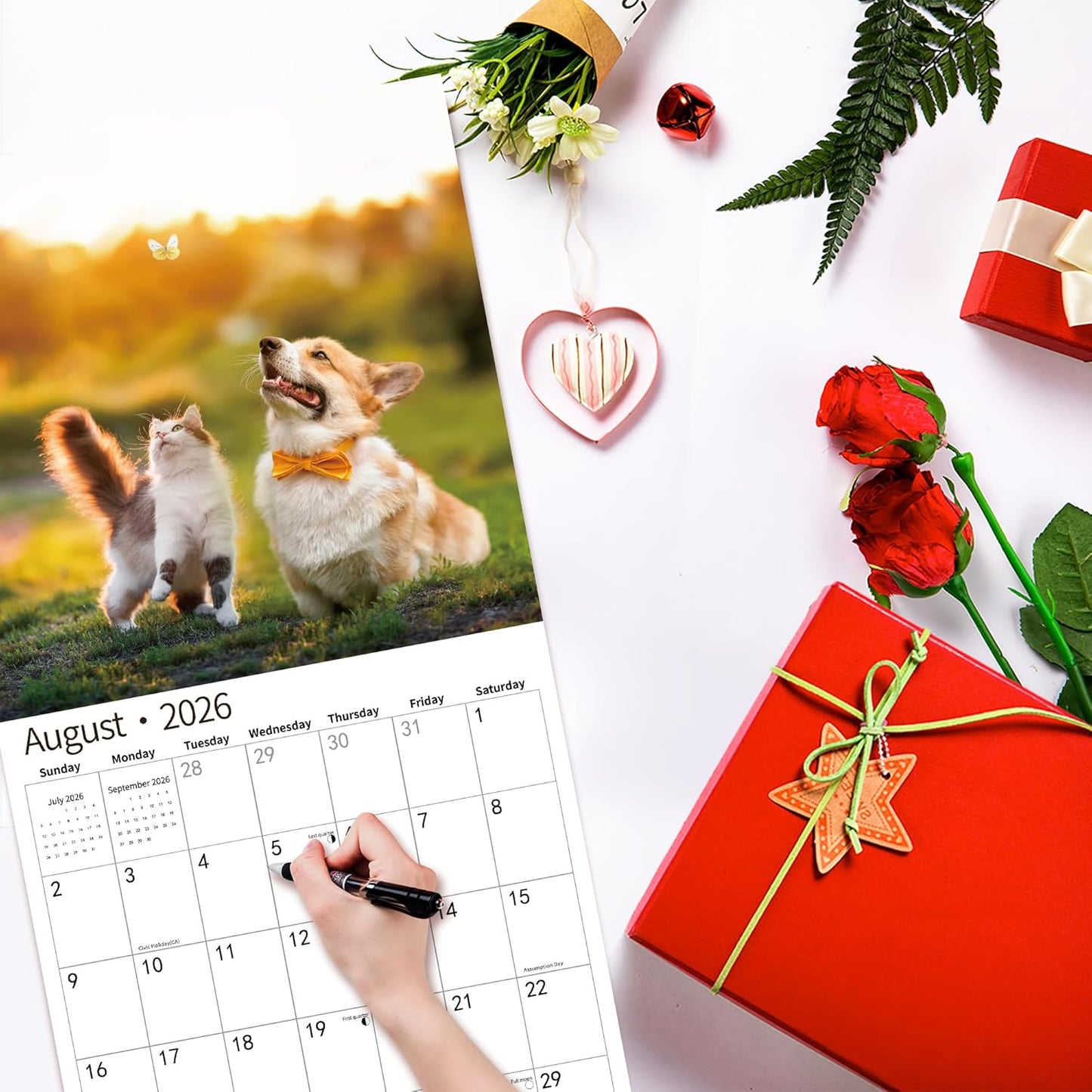 2026 Wall Calendar,Calendar 2026, November 2025 - December 2026, Wall Calendar Puppy Dog, 12" x 24" Opened,Full Page Months Thick & Sturdy Paper for Calendar Organizing & Planning