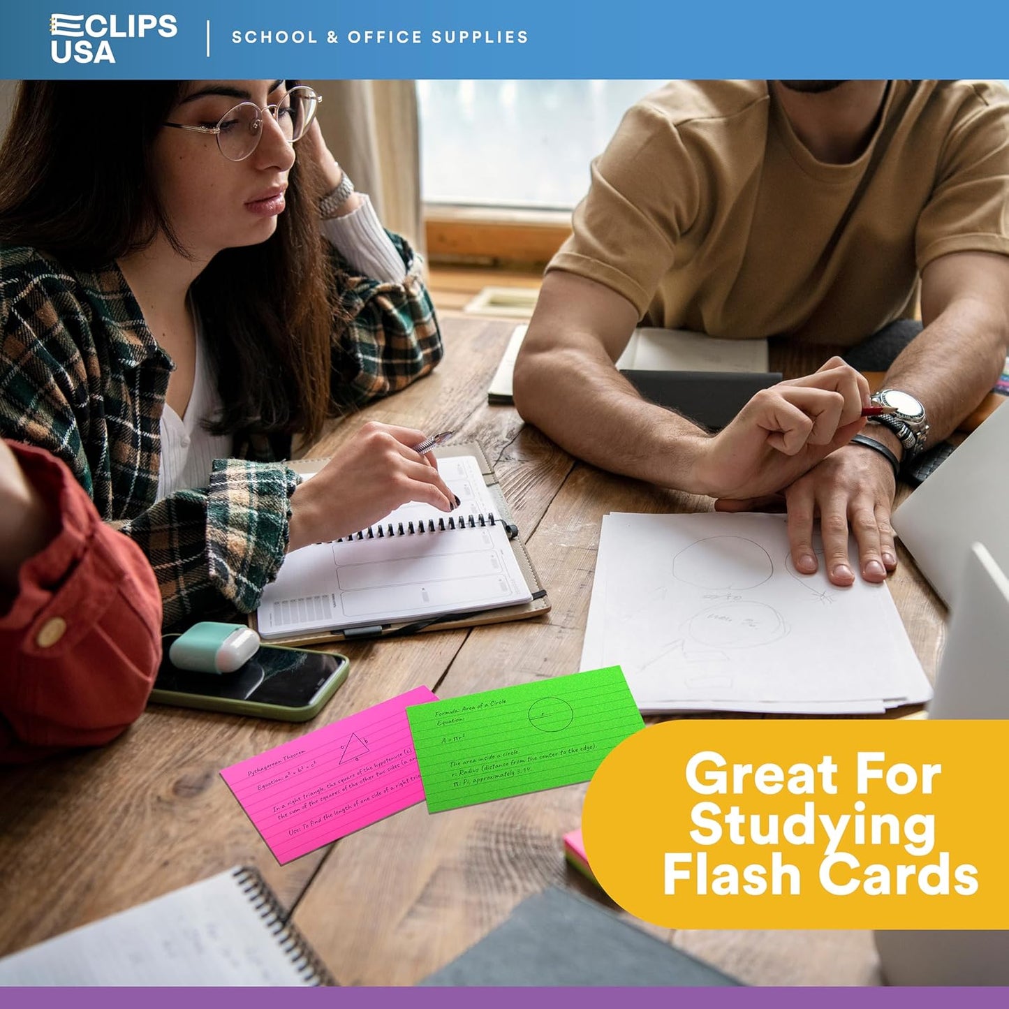 Index Cards Bulk (2400 Cards), Neon Flash Cards For Studying, Note Cards, Flashcards, Index Cards 3x5, Notecards, 100 Per Pack, (24 Pack)